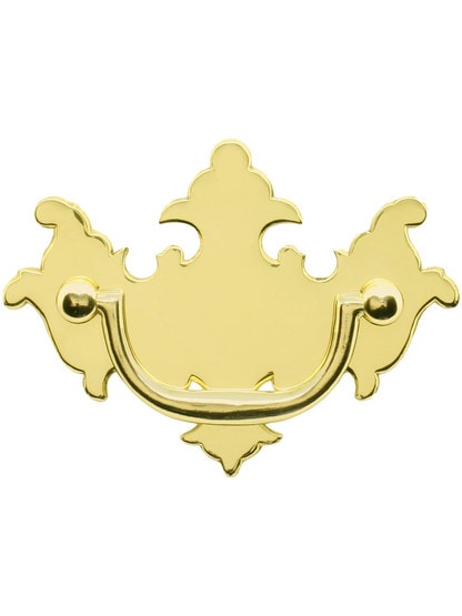 Colonial Chippendale Brass Bail Pull ‚Äì 2 1/2 inch Center-to-Center in Unlacquered Brass.